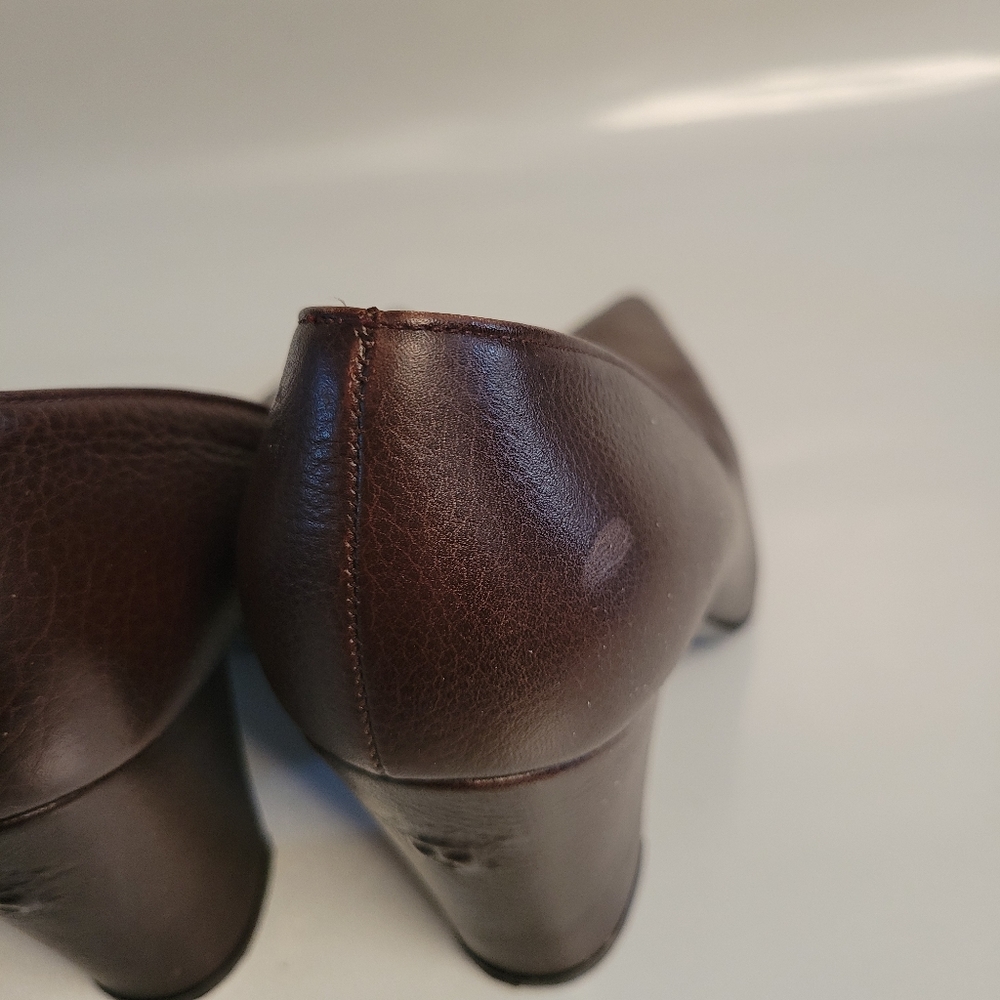 Vintage Gianni Versace Block Brown Leather Medusa Head Heels EU 35.5 35 5.5 - Picture 6 of 16